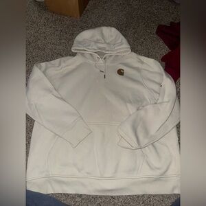 Carhartt Men's Off-White Hoodie with Brown Logo